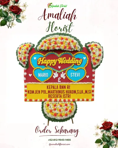 Karangan Papan Bunga Pernikahan di Jabung